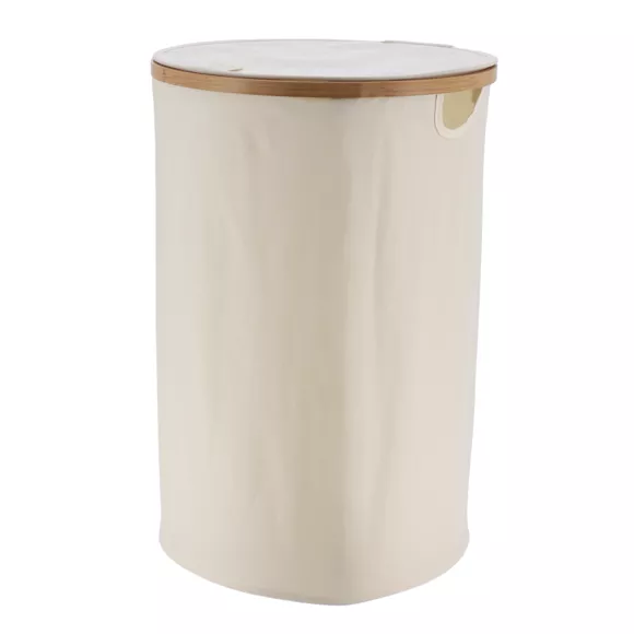 Eminza Panier à Linge Rond Et Pliable (H60 Cm) Purebamboo Ecru
