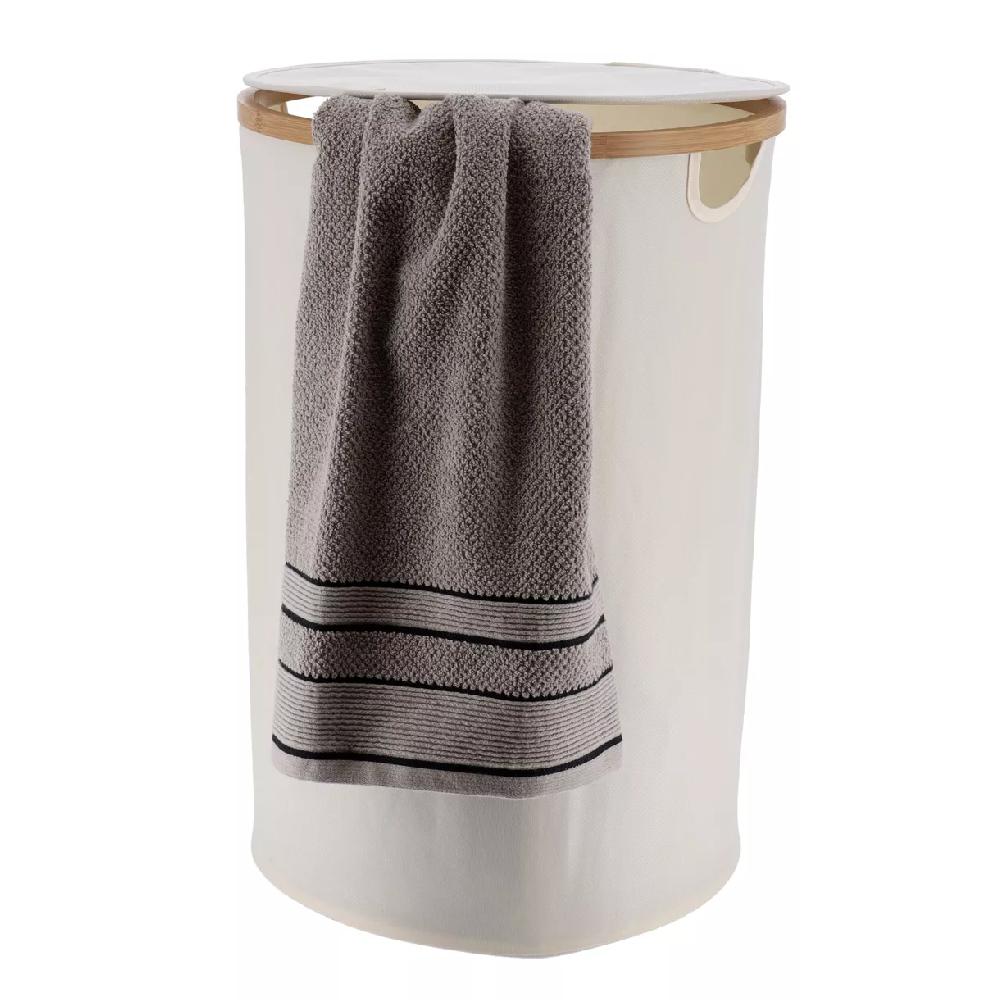 eminza Panier à linge rond et pliable (H60 cm) Purebamboo Ecru