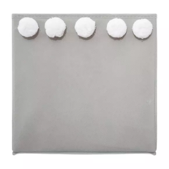 Eminza Panier De Rangement Enfant (29 X 29 Cm) 5 Pompons Gris