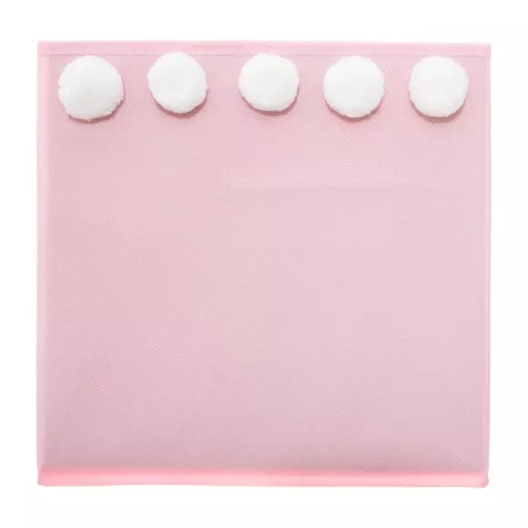 Eminza Panier De Rangement Enfant (29 X 29 Cm) 5 Pompons Rose