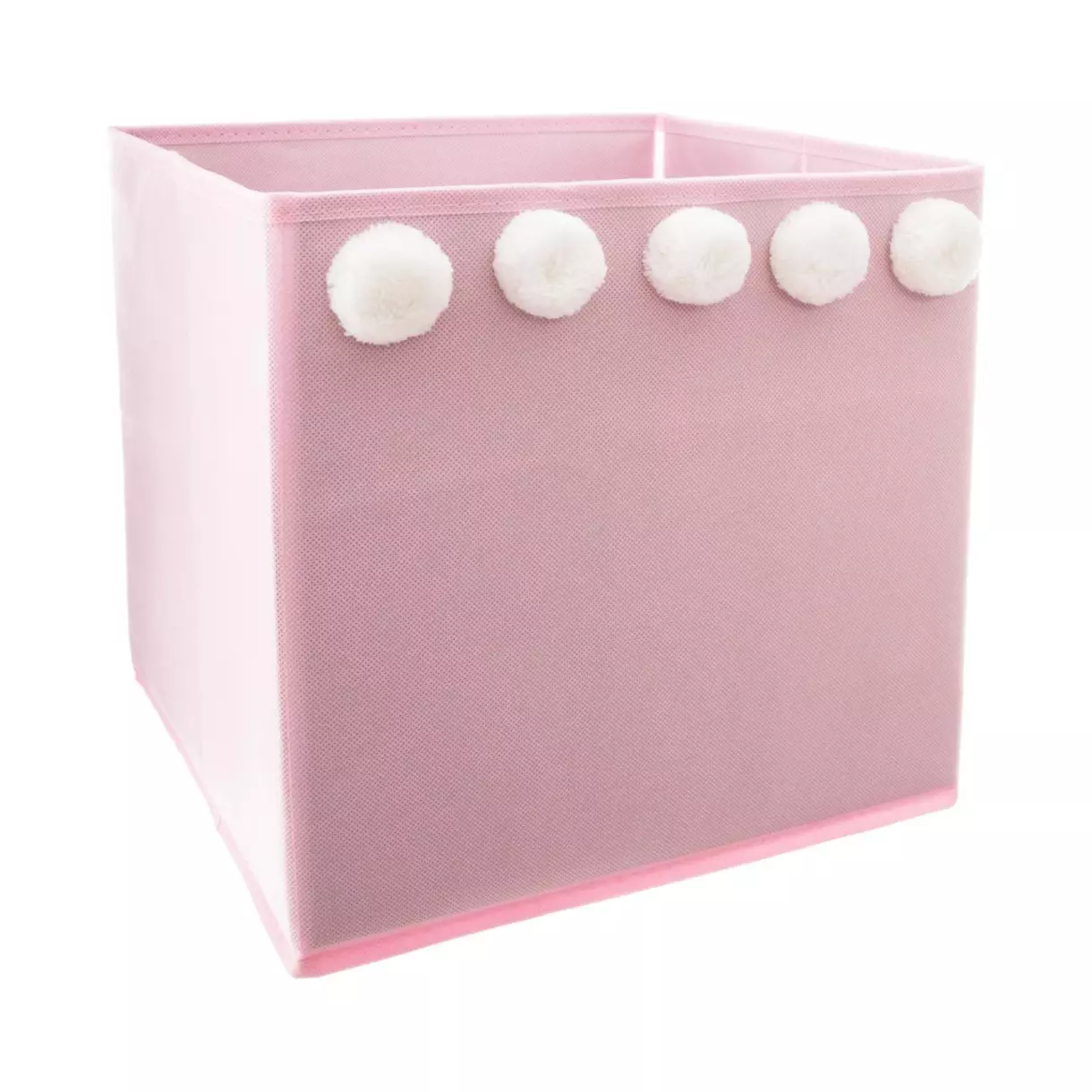 eminza Panier de rangement enfant (29 x 29 cm) 5 Pompons Rose