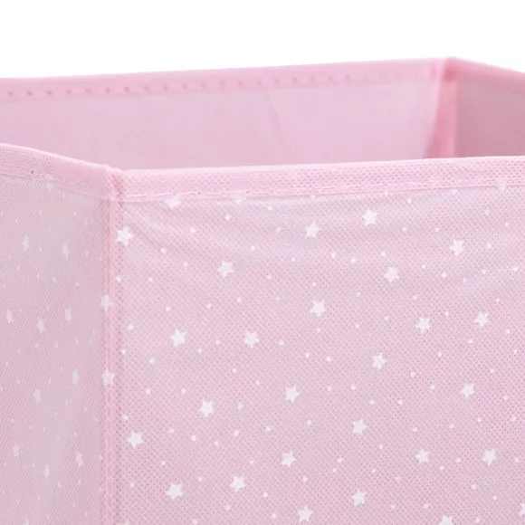 Eminza Panier De Rangement Enfant (29 X 29 Cm) Etoiles Rose