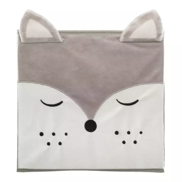 Eminza Panier De Rangement Enfant (29 X 29 Cm) Renard Gris