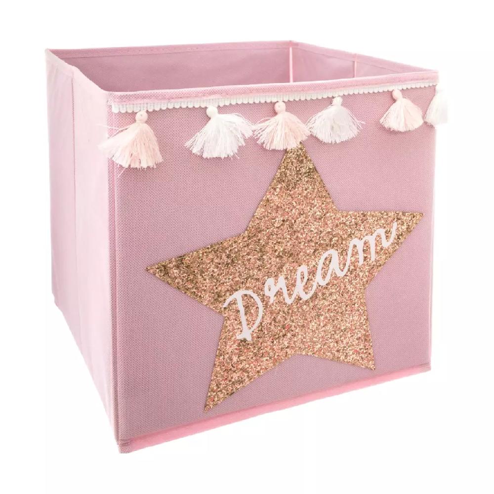 eminza Panier de rangement enfant (29 x 29 cm) Sequin Dream Rose