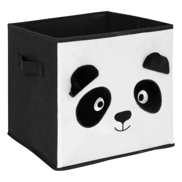Eminza Panier De Rangement Enfant Velours (29 X 29 Cm) Panda Noir