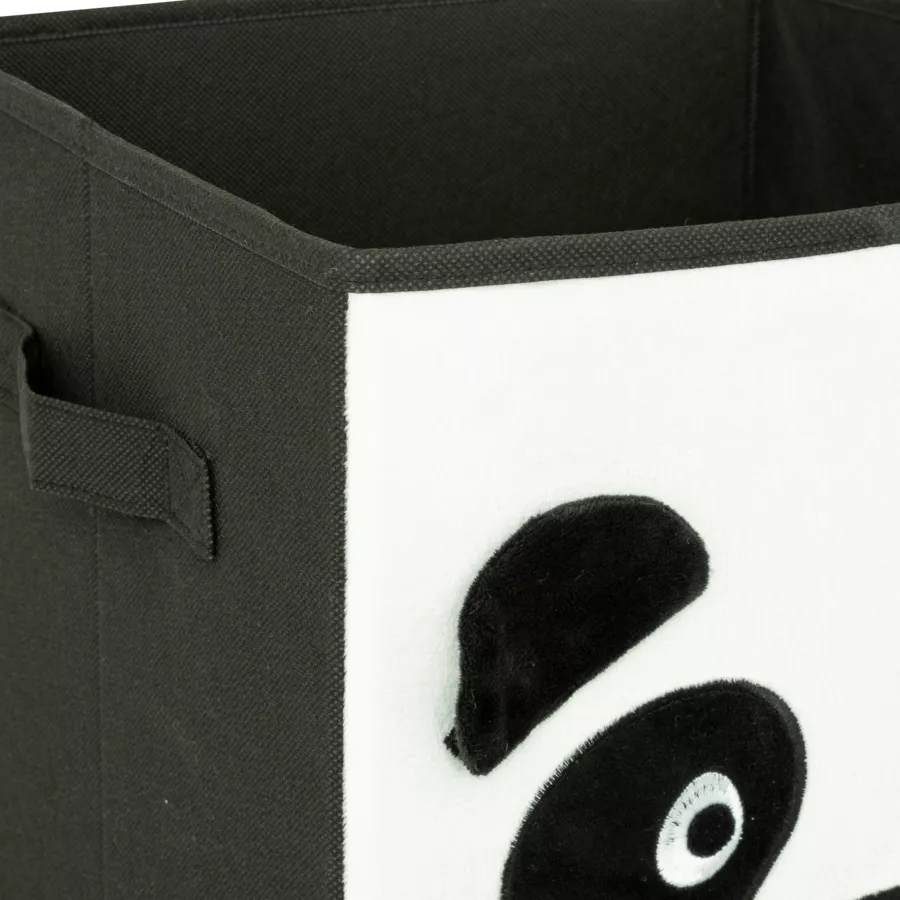 Eminza Panier De Rangement Enfant Velours (29 X 29 Cm) Panda Noir