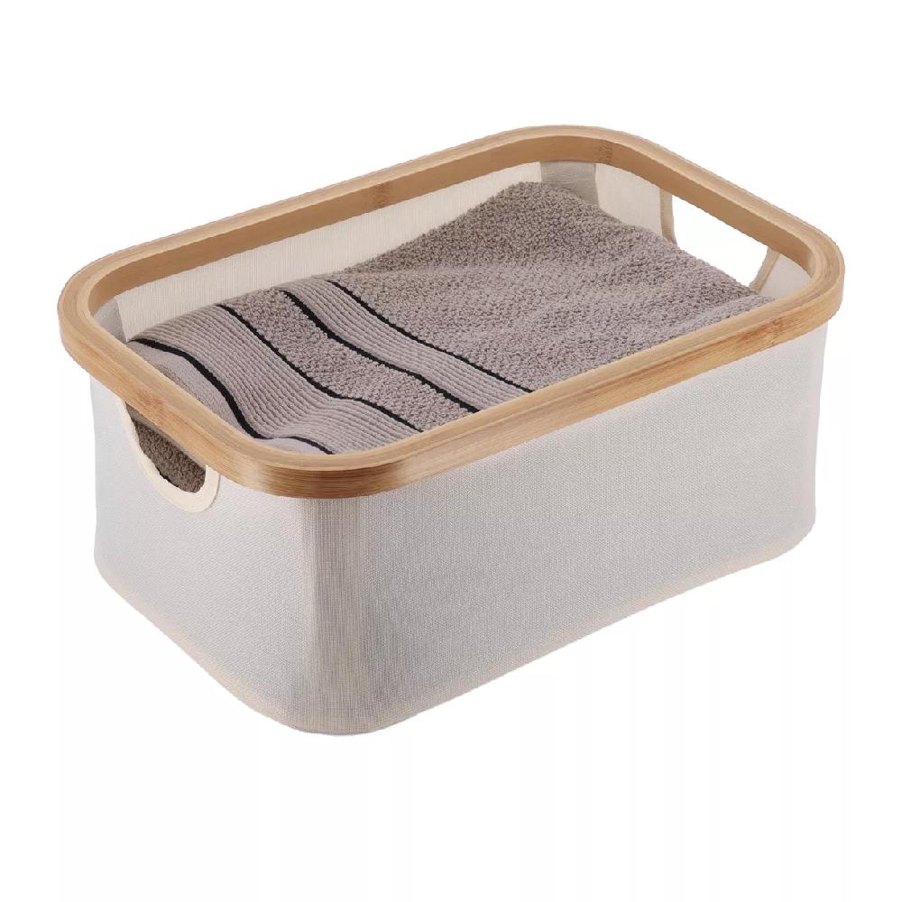 eminza Panier de rangement pliable (L38 x H16 cm) Purebamboo Ecru