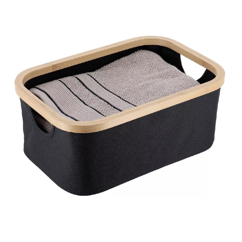 eminza Panier de rangement pliable (L38 x H6 cm) Purebamboo Noir