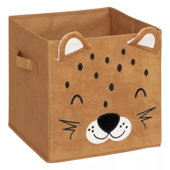 Eminza Panier De Rangement Pliant Velours Enfant (29 X 29 Cm) Léo Marron