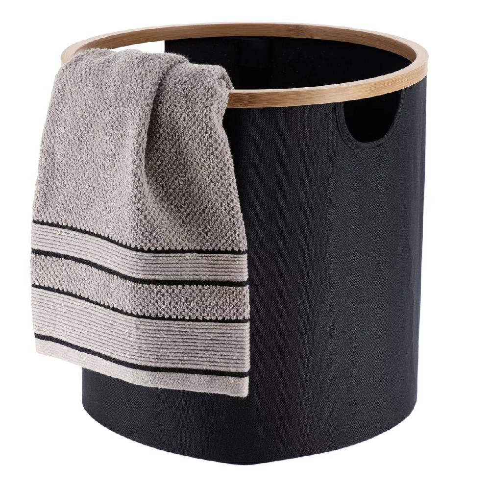 eminza Panier de rangement rond et pliable Purebamboo Noir