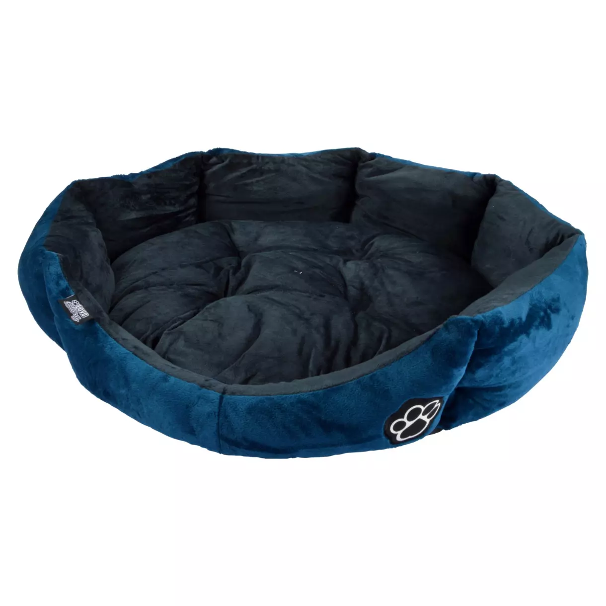 eminza Panier rond pour chat et chien Patchy D60 cm Bleu/Charbon