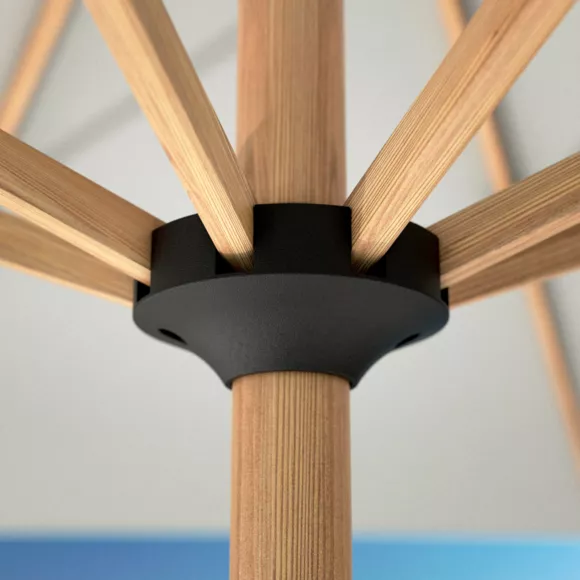 Eminza Parasol Carré Aluminium (2 5 X 2 5 M) Yucatan Effet Bois Et Blanc