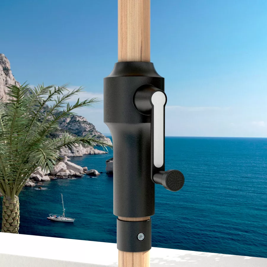 Eminza Parasol Carré Aluminium (2 5 X 2 5 M) Yucatan Effet Bois Et Blanc