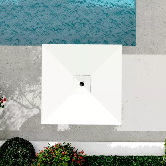 Eminza Parasol Carré Aluminium (2 5 X 2 5 M) Yucatan Gris Et Blanc