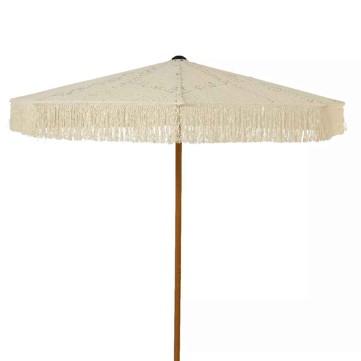 eminza Parasol de jardin rond à franges (D2 m) Isy Dentelle Beige