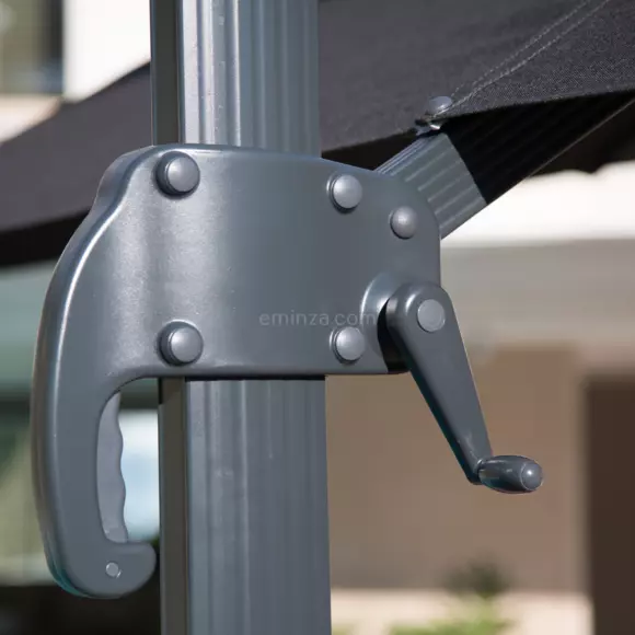 Eminza Parasol Déporté Rectangulaire Aluminium (4 X 3 M) Bahia Gris Anthracite