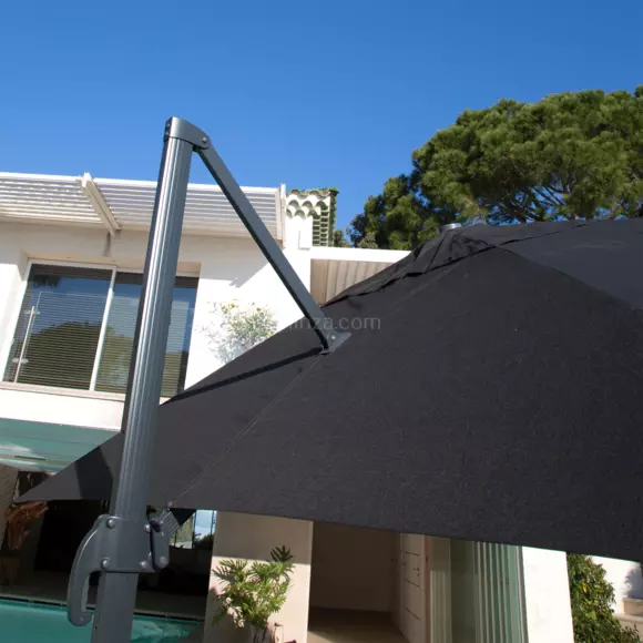 Eminza Parasol Déporté Rectangulaire Aluminium (4 X 3 M) Bahia Gris Anthracite