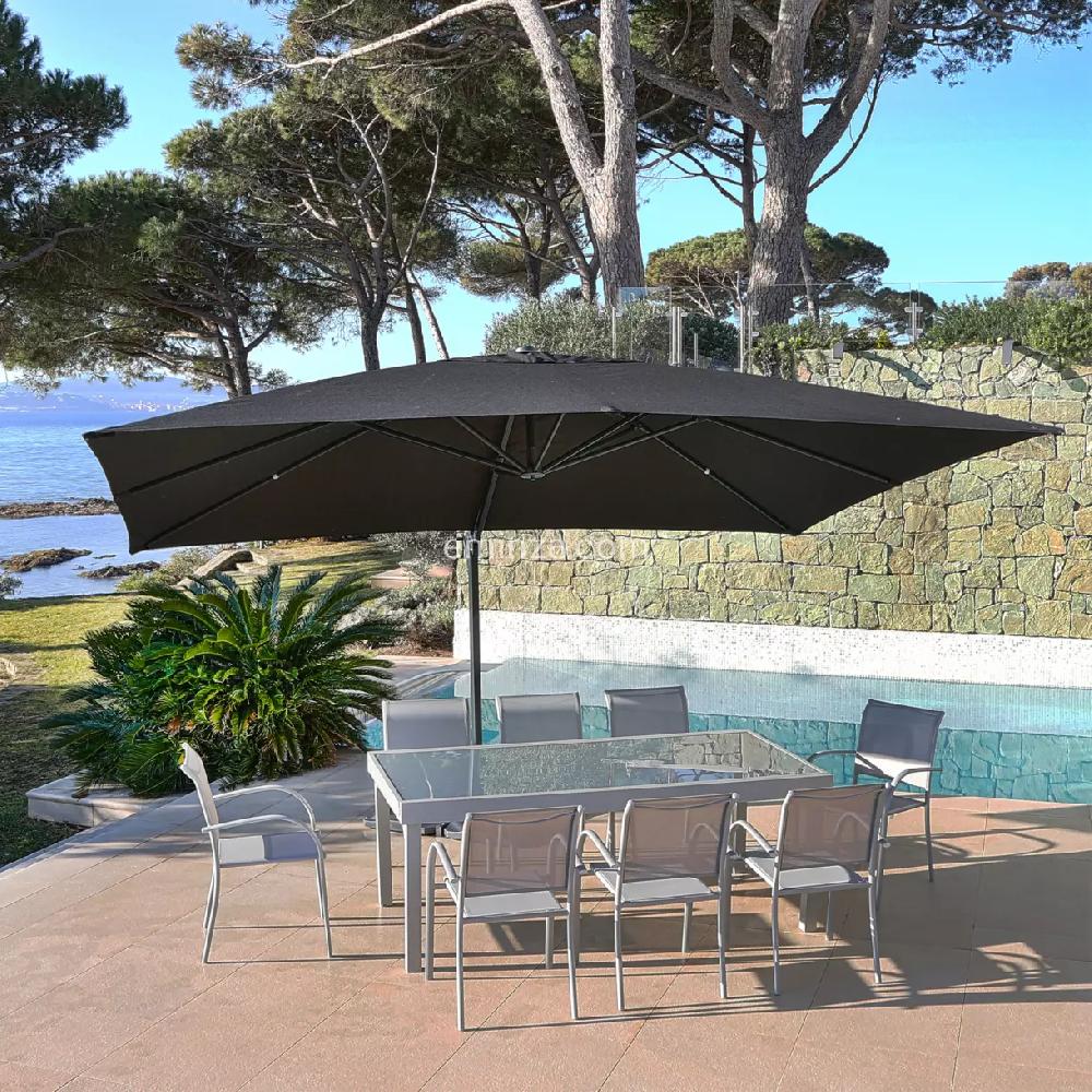 eminza Parasol déporté rectangulaire aluminium (4 x 3 m) Bahia Gris anthracite