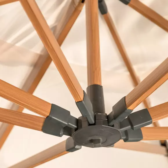 Eminza Parasol Déporté Rectangulaire Aluminium (4 X 3 M) Yucatan Effet Bois Et Blanc