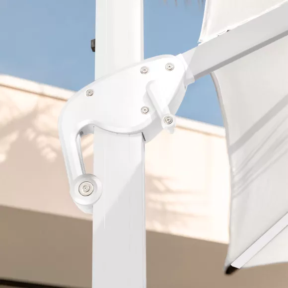 Eminza Parasol Déporté Rectangulaire Aluminium (4 X 3 M) Yucatan Blanc