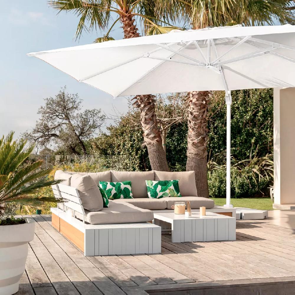 eminza Parasol déporté rectangulaire aluminium (4 x 3 m) Yucatan Blanc