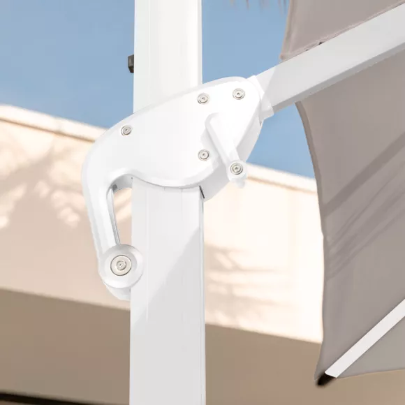 Eminza Parasol Déporté Rectangulaire Aluminium (4 X 3 M) Yucatan Blanc Et Taupe