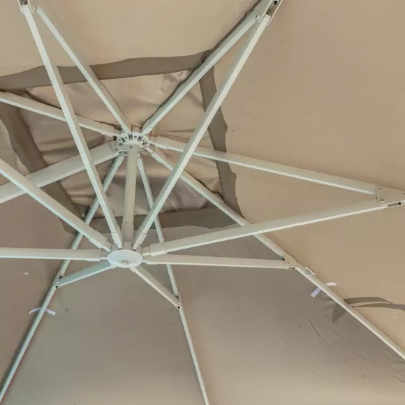 Eminza Parasol Déporté Rectangulaire Aluminium (4 X 3 M) Yucatan Blanc Et Taupe