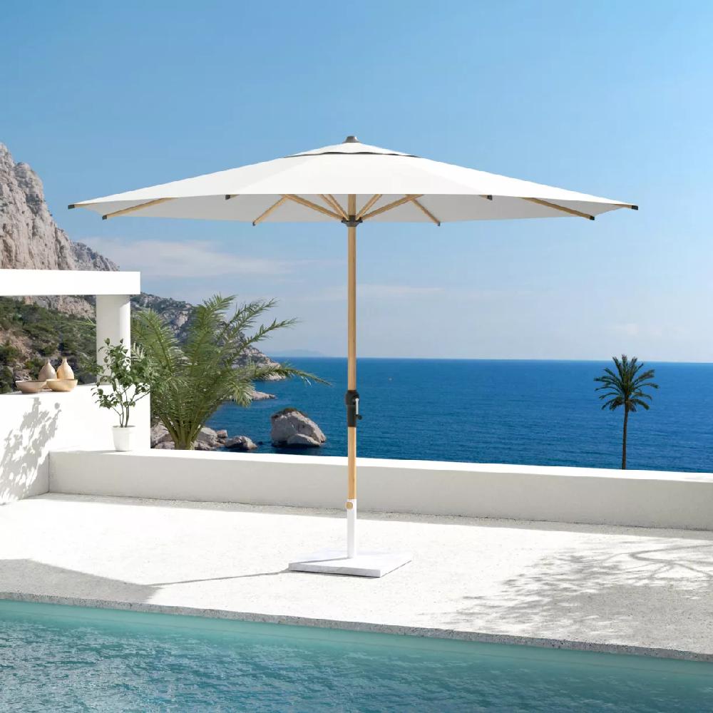 eminza Parasol rond aluminium (D3 5 m) Yucatan effet Bois et blanc