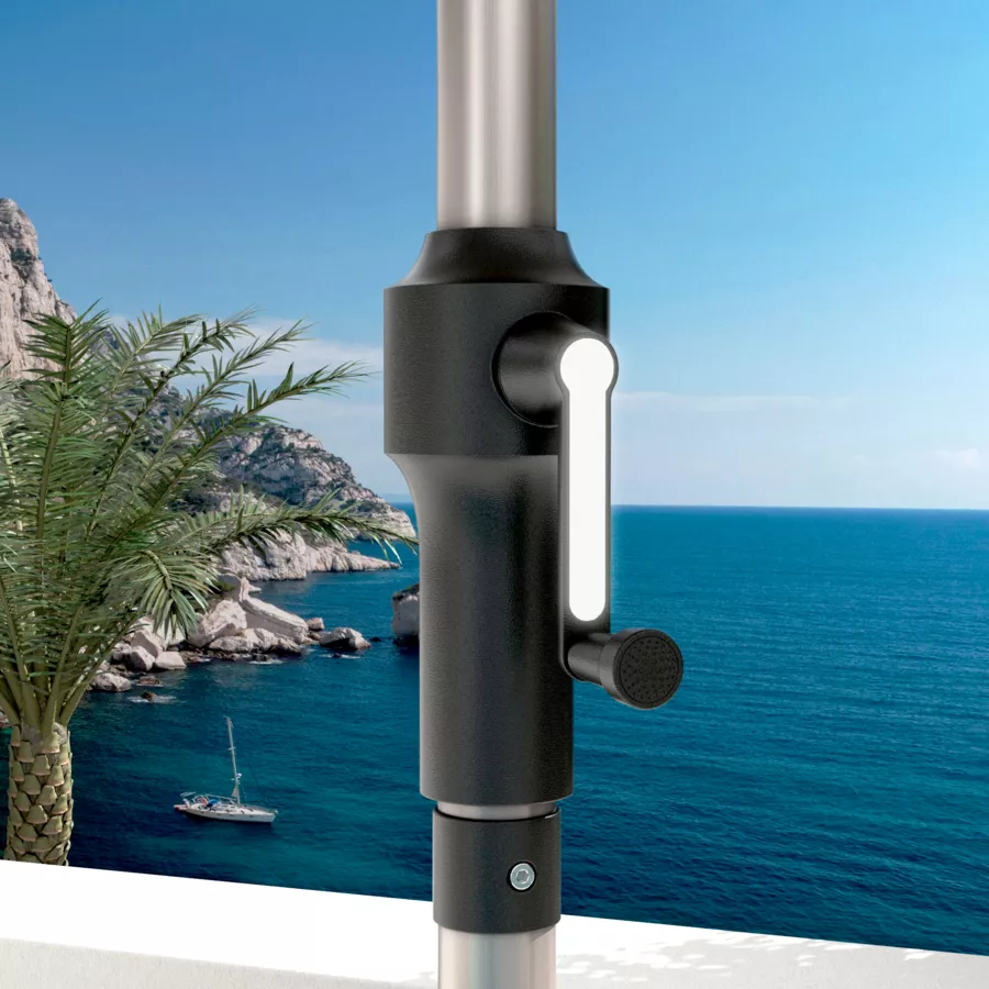 Eminza Parasol Rond Aluminium (D3 5 M) Yucatan Gris Et Blanc