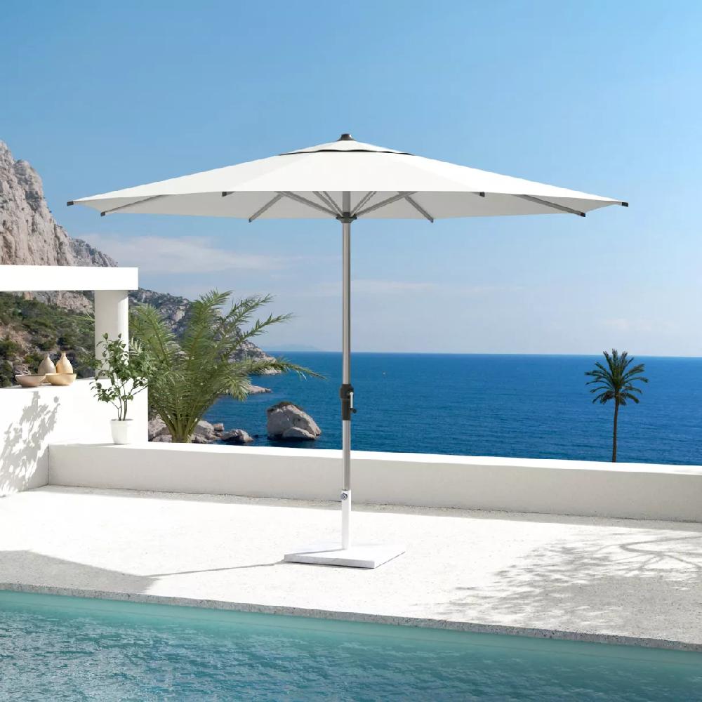 eminza Parasol rond aluminium (D3 5 m) Yucatan Gris et Blanc