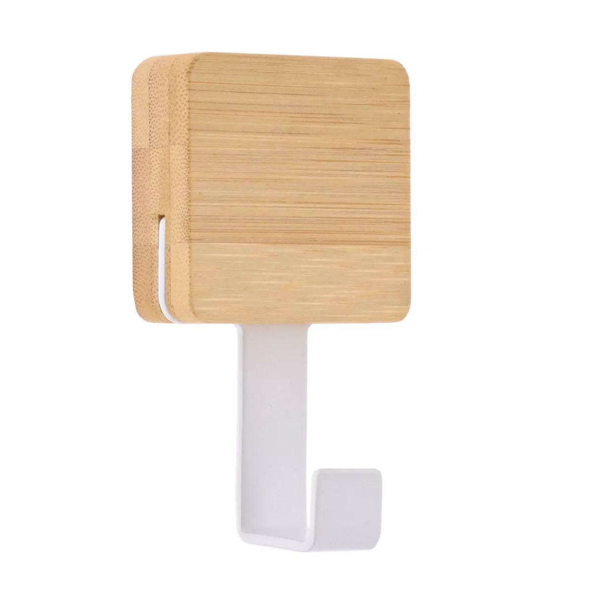 eminza Patère adhésive carrée Crochet simple 3M Bambou Blanc