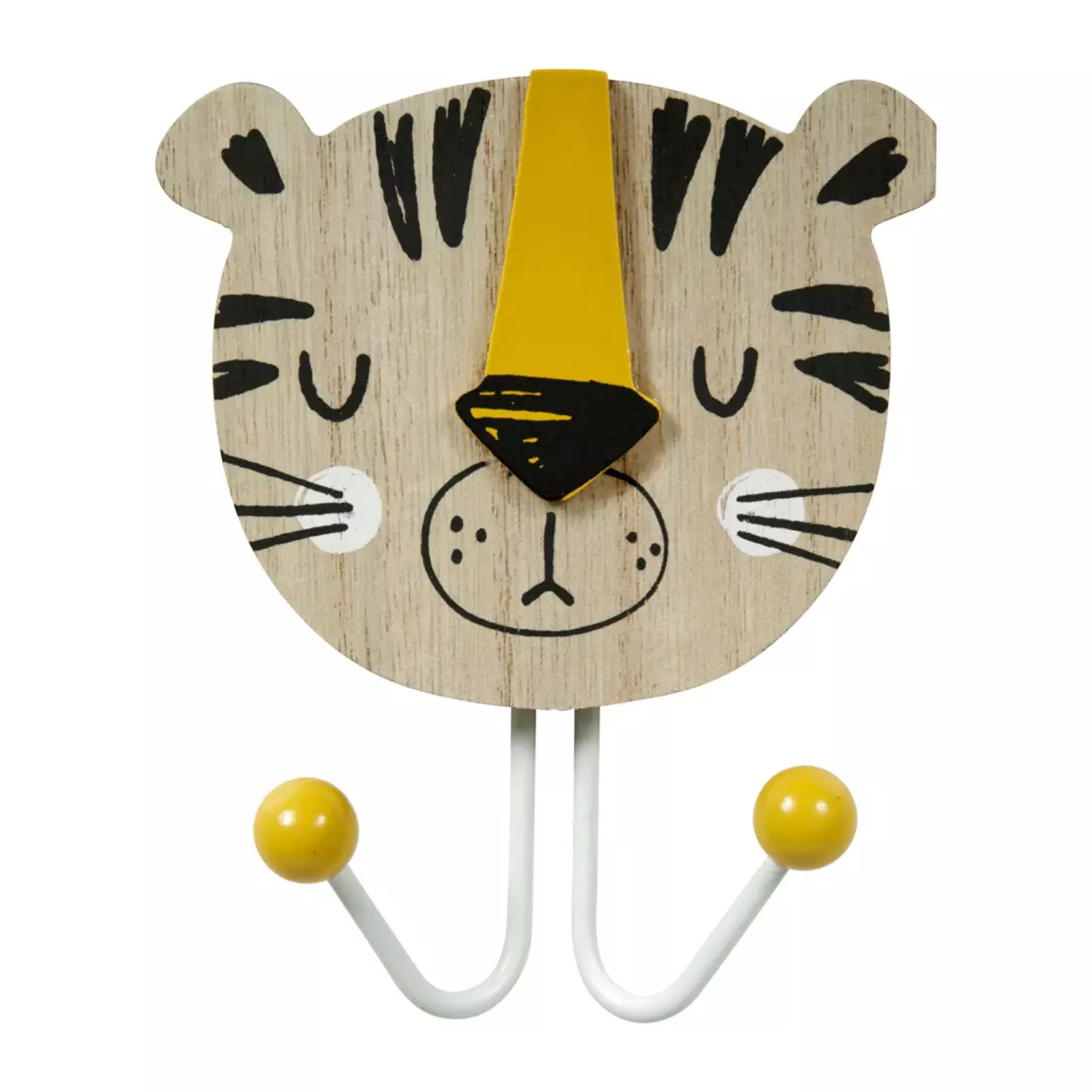 eminza Patère enfant bois (H14 cm) Tigre Beige naturel