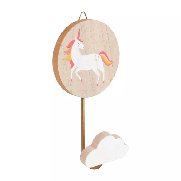 Eminza Patère Murale Enfant Bois (H16 Cm) Licorne Rose