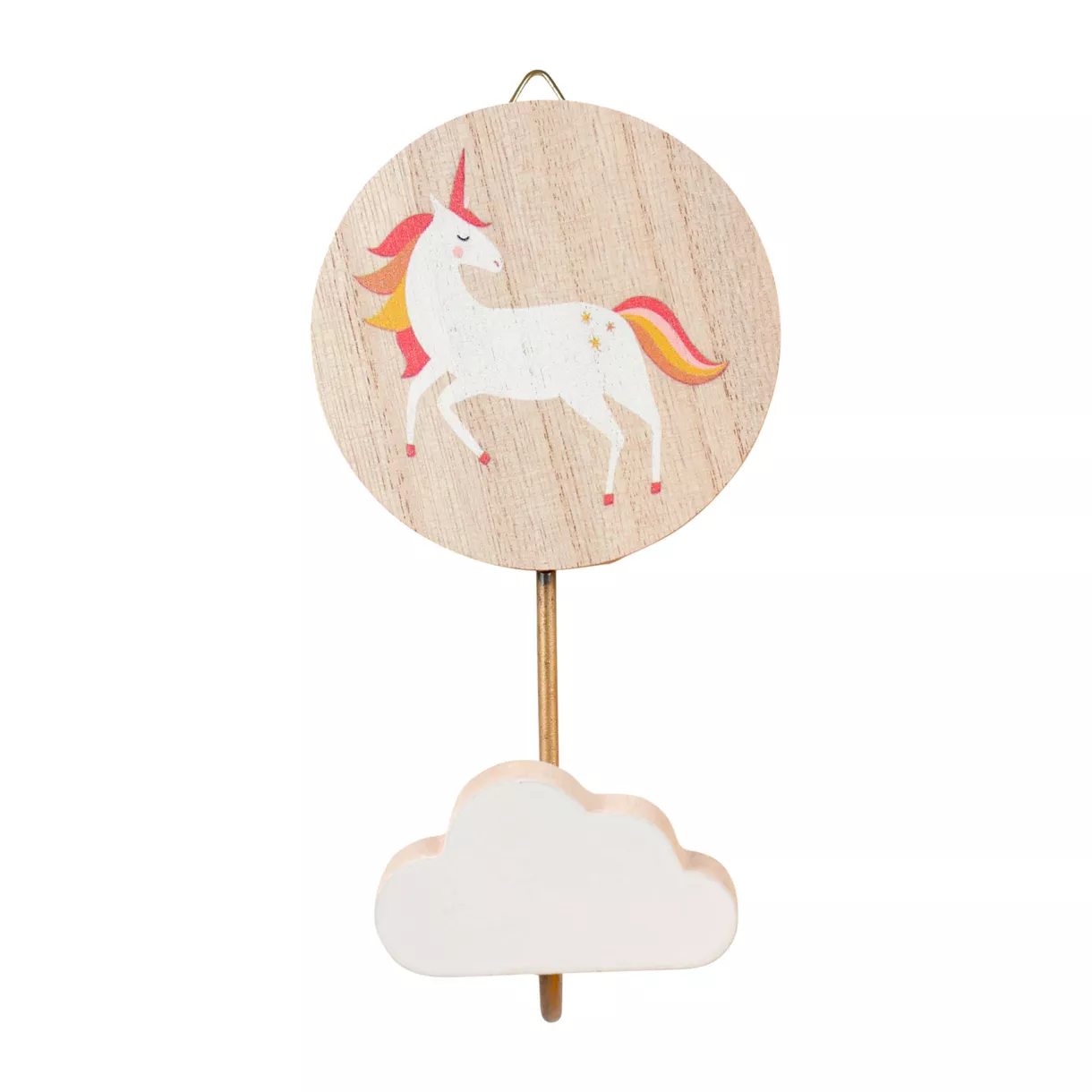 eminza Patère murale enfant bois (H16 cm) Licorne Rose