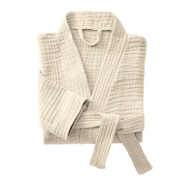 Eminza Peignoir De Bain Gaze De Coton L/XL Gaïa Beige Pampa