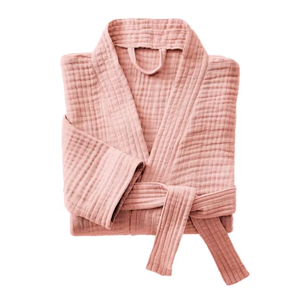 Eminza Peignoir De Bain Gaze De Coton L/XL Gaïa Rose Pêche