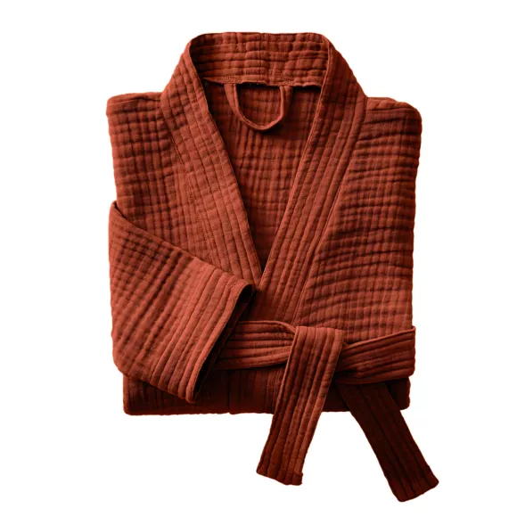 Eminza Peignoir De Bain Gaze De Coton L/XL Gaïa Terracotta