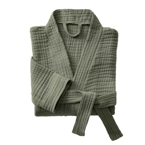 Eminza Peignoir De Bain Gaze De Coton L/XL Gaïa Vert Romarin