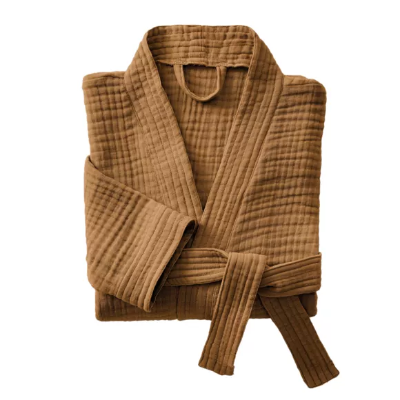 Eminza Peignoir De Bain Gaze De Coton S/M Gaïa Camel