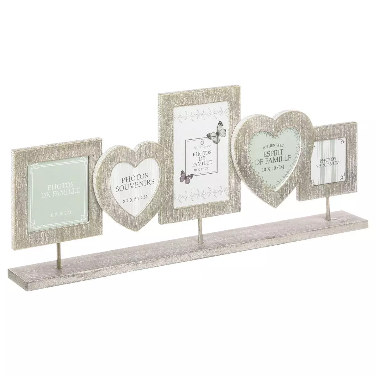 eminza Pêle-mêle 5 photos en bois (H22 cm) Esprit Campagne