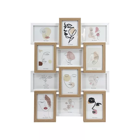 Eminza Pêle-mêle Mural 12 Photos Bois (H59 Cm) Zola Beige