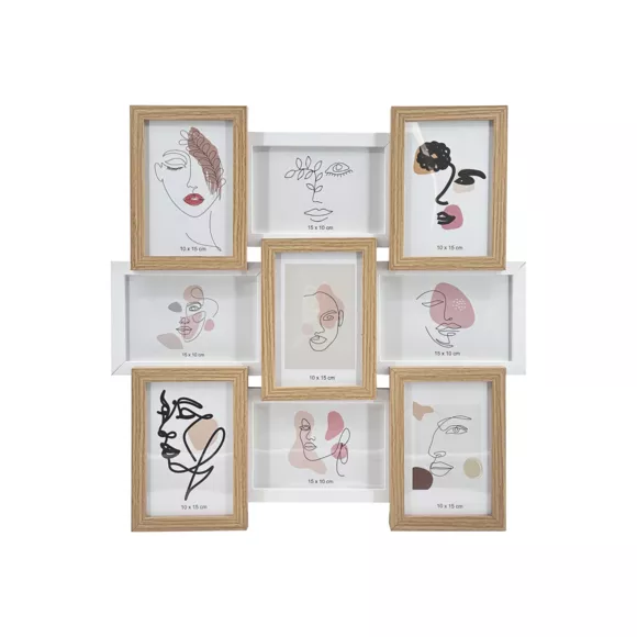 Eminza Pêle-mêle Mural 9 Photos Bois (H45 Cm) Zola Beige