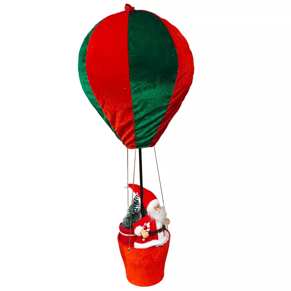 eminza Père Noël en Montgolfière (H97 cm) À l'aventure Vert et rouge