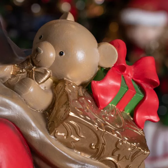 Eminza Père Noël Géant Sur Piles (H166 Cm) Klaus Et Sa Lanterne Illuminée