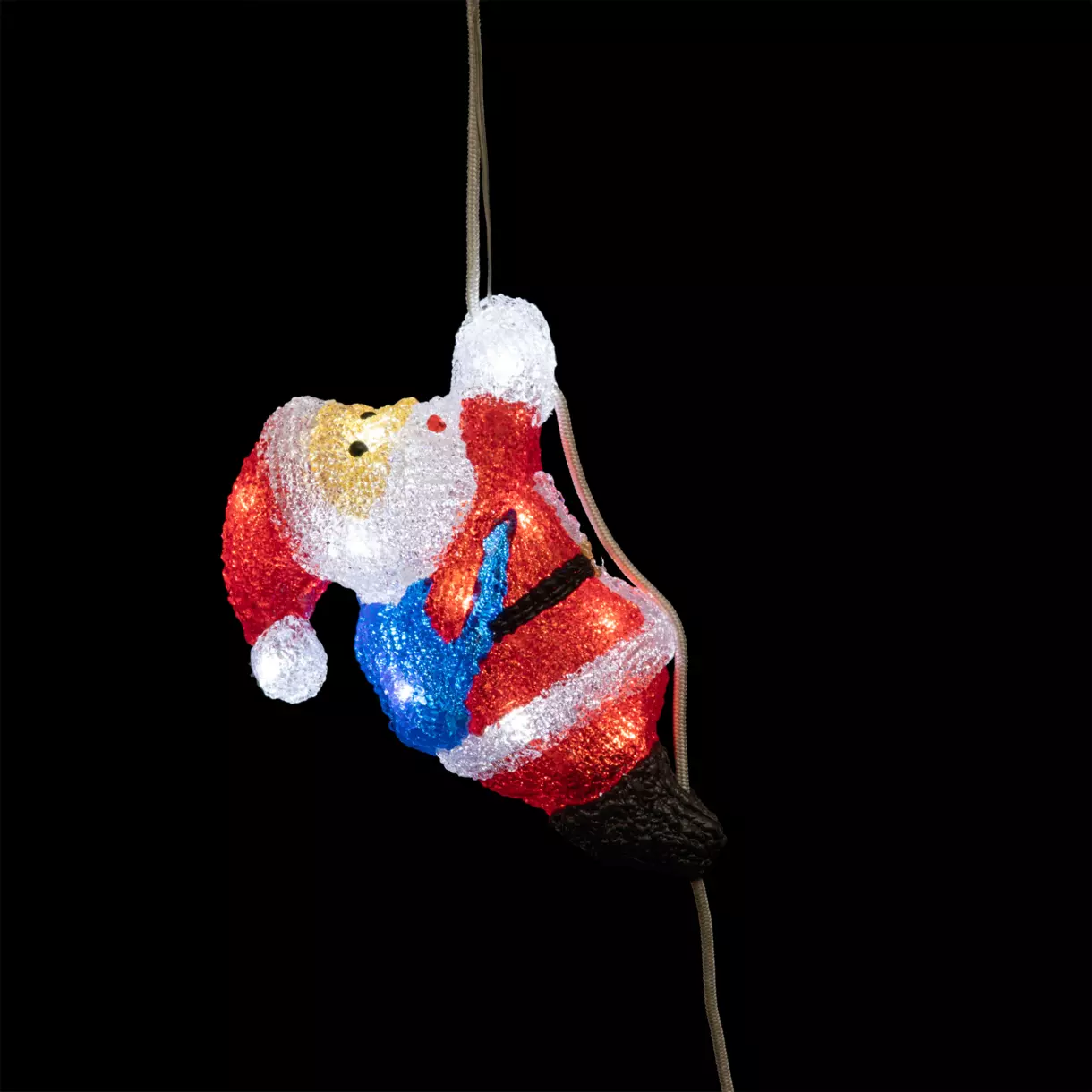 eminza Père Noël lumineux à piles 20 LED (H23 cm) Jeannot Blanc froid