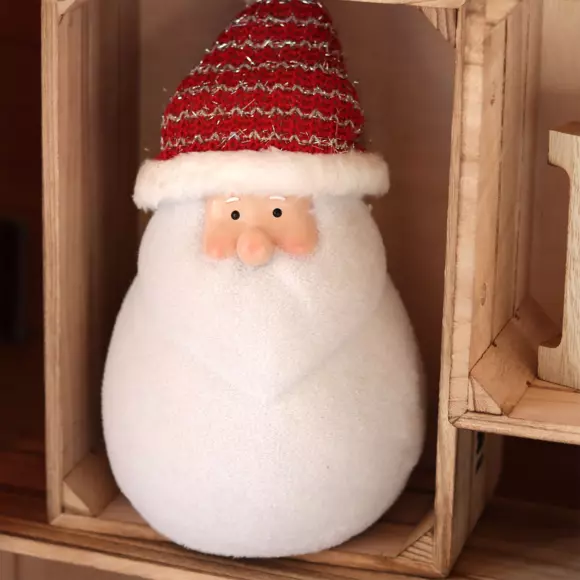 Eminza Père Noël Lumineux à Piles 4 LED (H31 Cm) Ennry Blanc Chaud