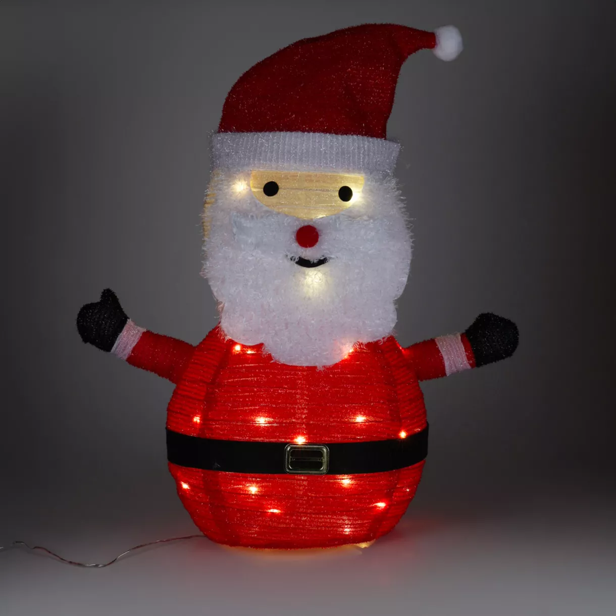eminza Père Noël lumineux à piles (H68 cm) Pliable Rouge