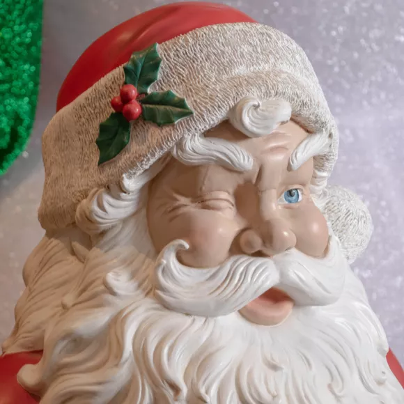 Eminza Père Noël Traditionnel Géant (H137 Cm) Klaus Assis Et Les Cadeaux