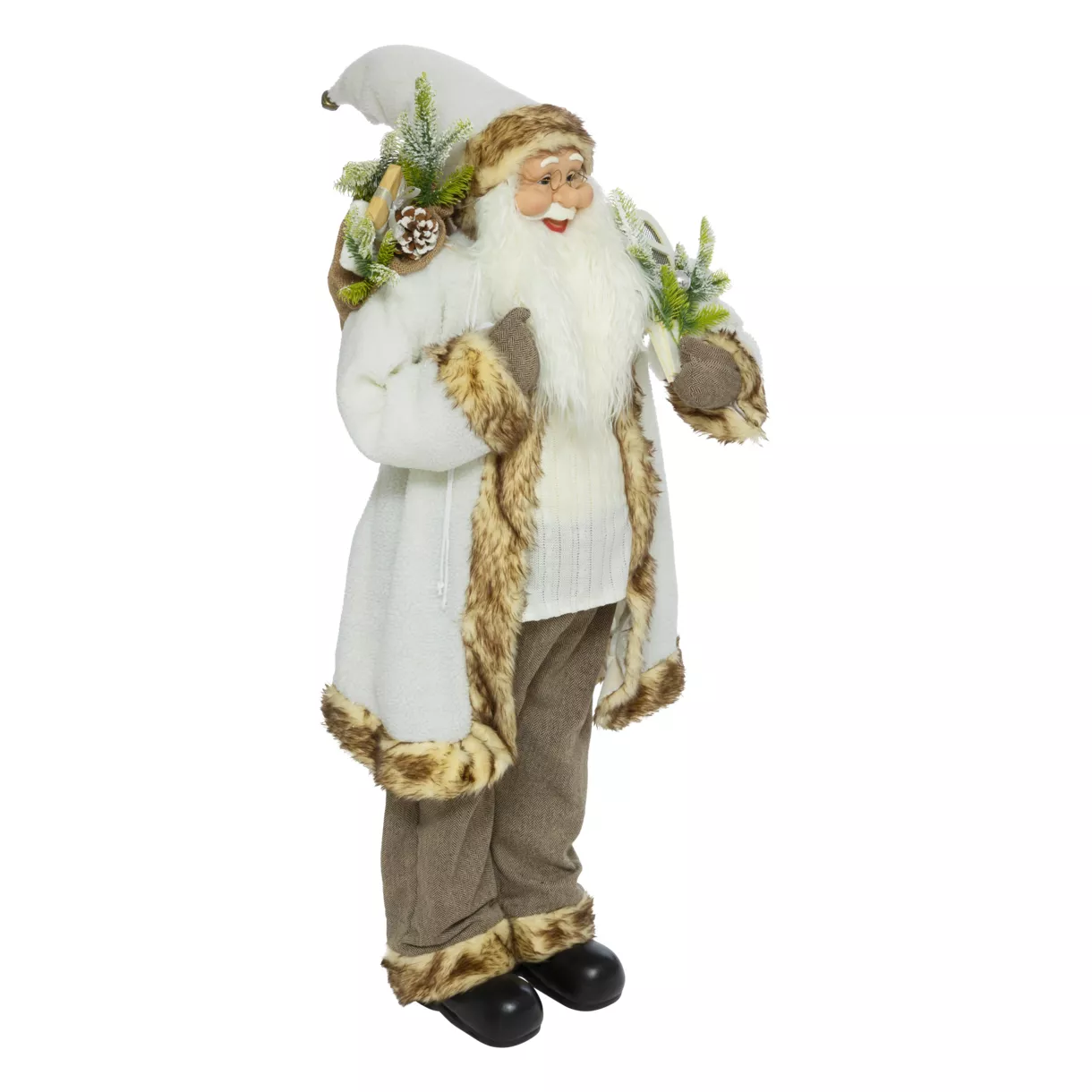 eminza Père Noël traditionnel (H120 cm) Léon en raquette