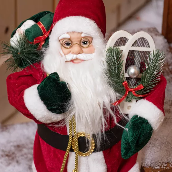 Eminza Père Noël Traditionnel (H60 Cm) Emile En Raquette